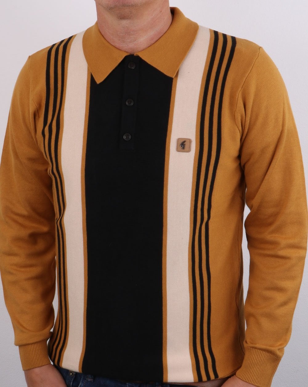 Gabicci Vintage Searle Langarm-Poloshirt Harvest