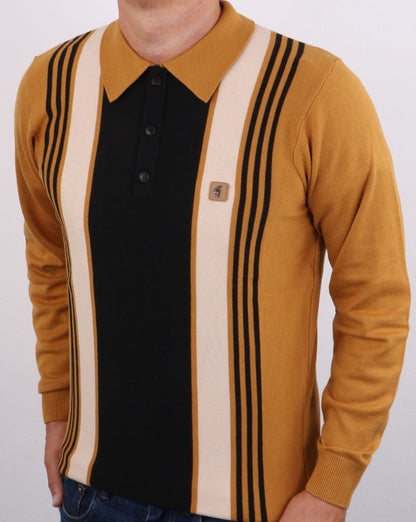 Gabicci Vintage Searle Langarm-Poloshirt Harvest