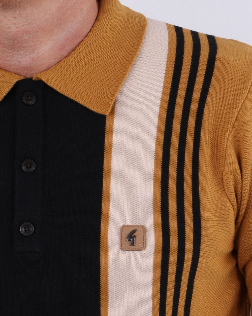 Gabicci Vintage Searle Long Sleeve Polo Harvest