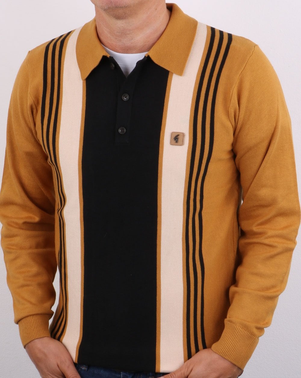 Gabicci Vintage Searle Langarm-Poloshirt Harvest