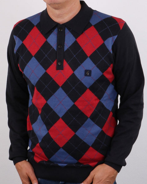 Gabicci Vintage Diamond Knit Navy