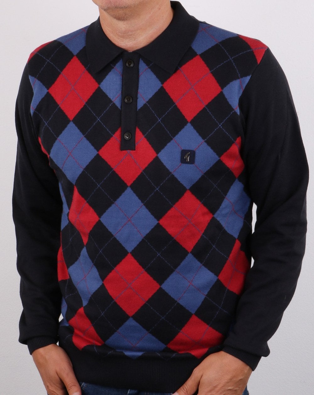 Gabicci Vintage Diamond Knit Navy