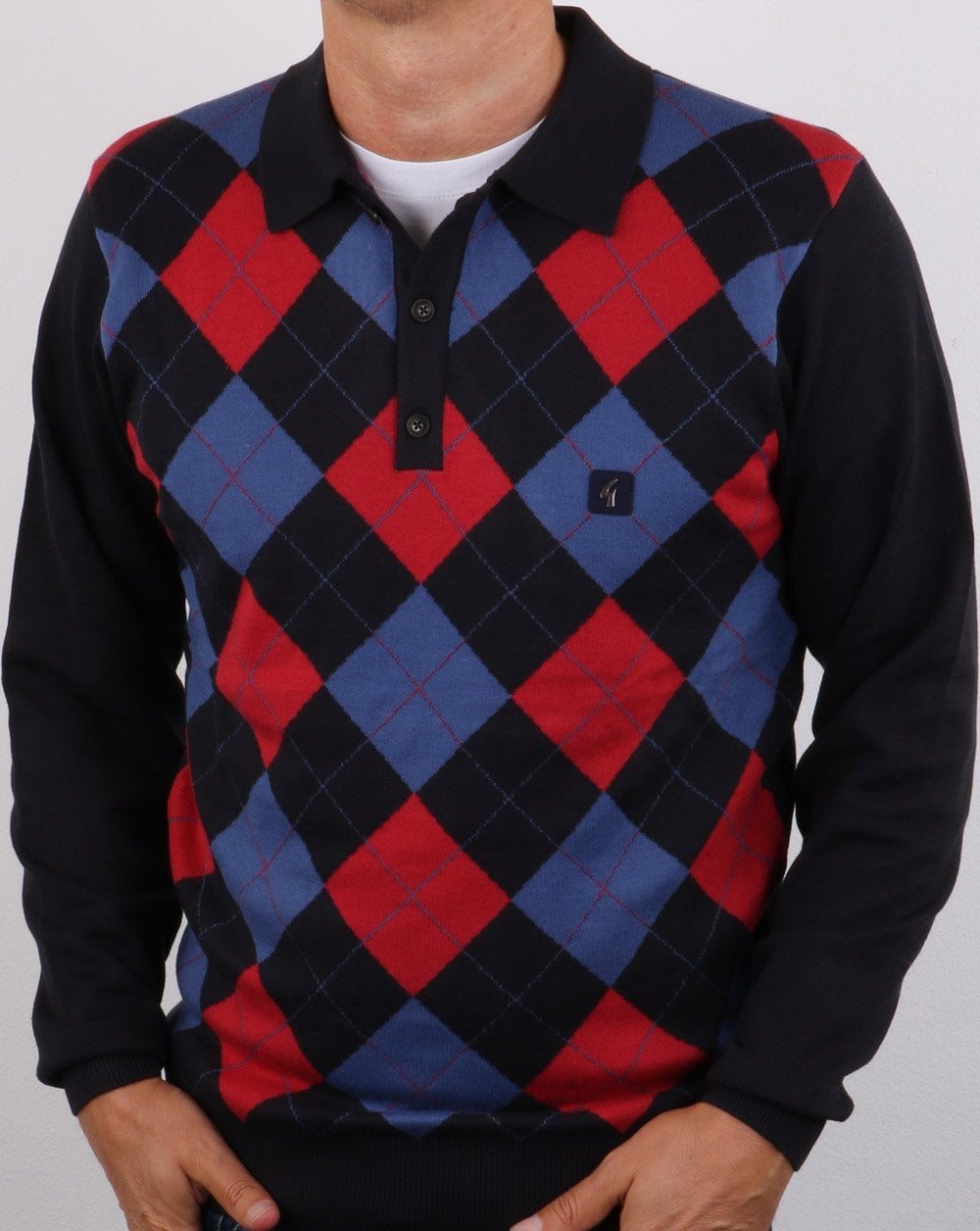 Gabicci Vintage Diamond Knit Navy