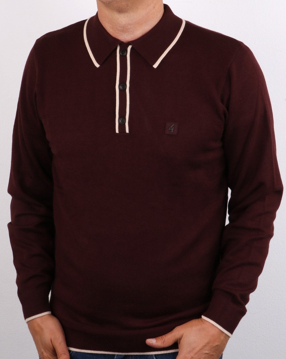 Gabicci Vintage Linekar Langarm-Poloshirt Deep Port