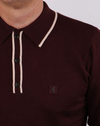 Gabicci Vintage Linekar Langarm-Poloshirt Deep Port