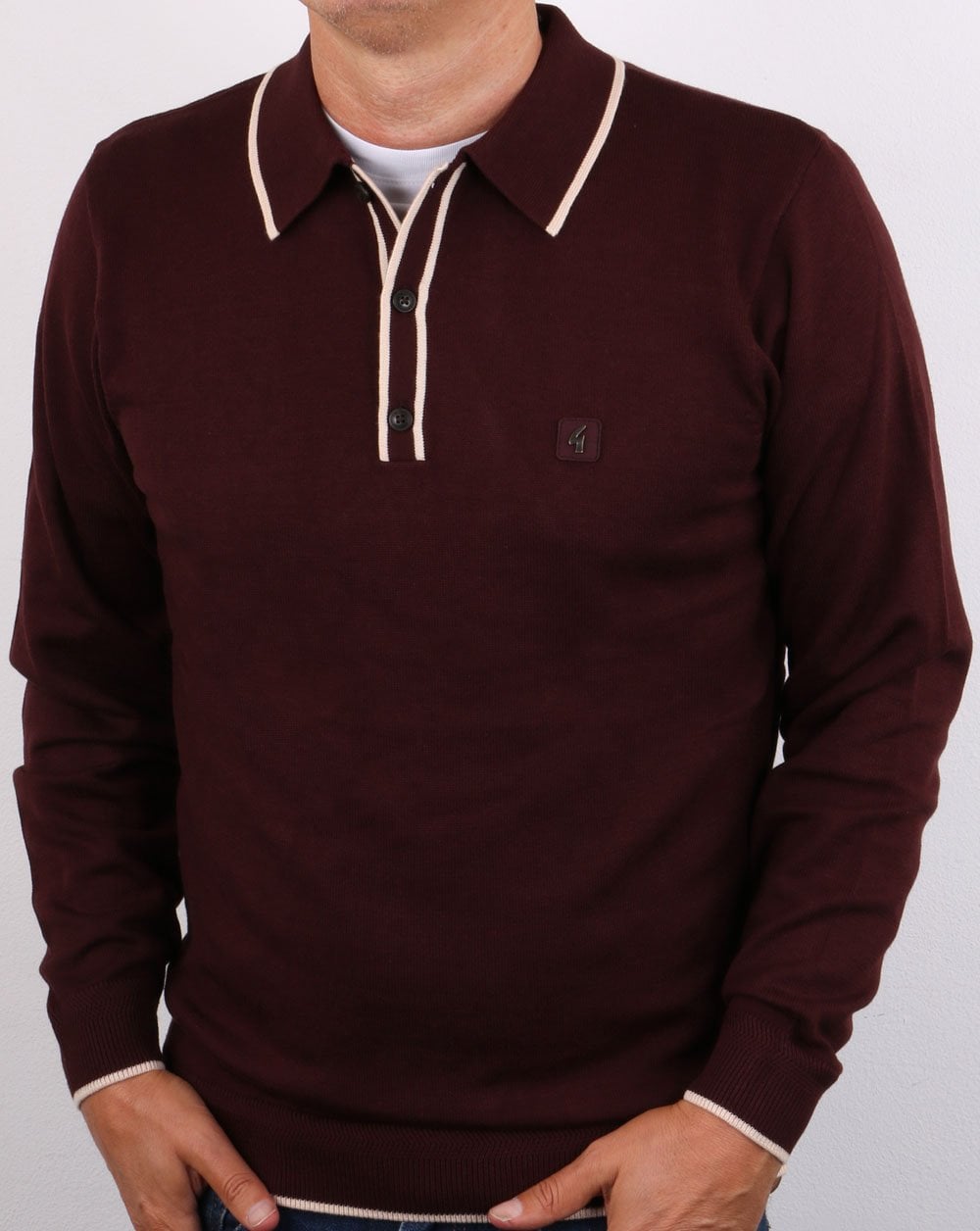 Gabicci Vintage Linekar Langarm-Poloshirt Deep Port