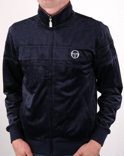 Sergio Tacchini Masters Velours-Trainingsjacke Marineblau/Weiß