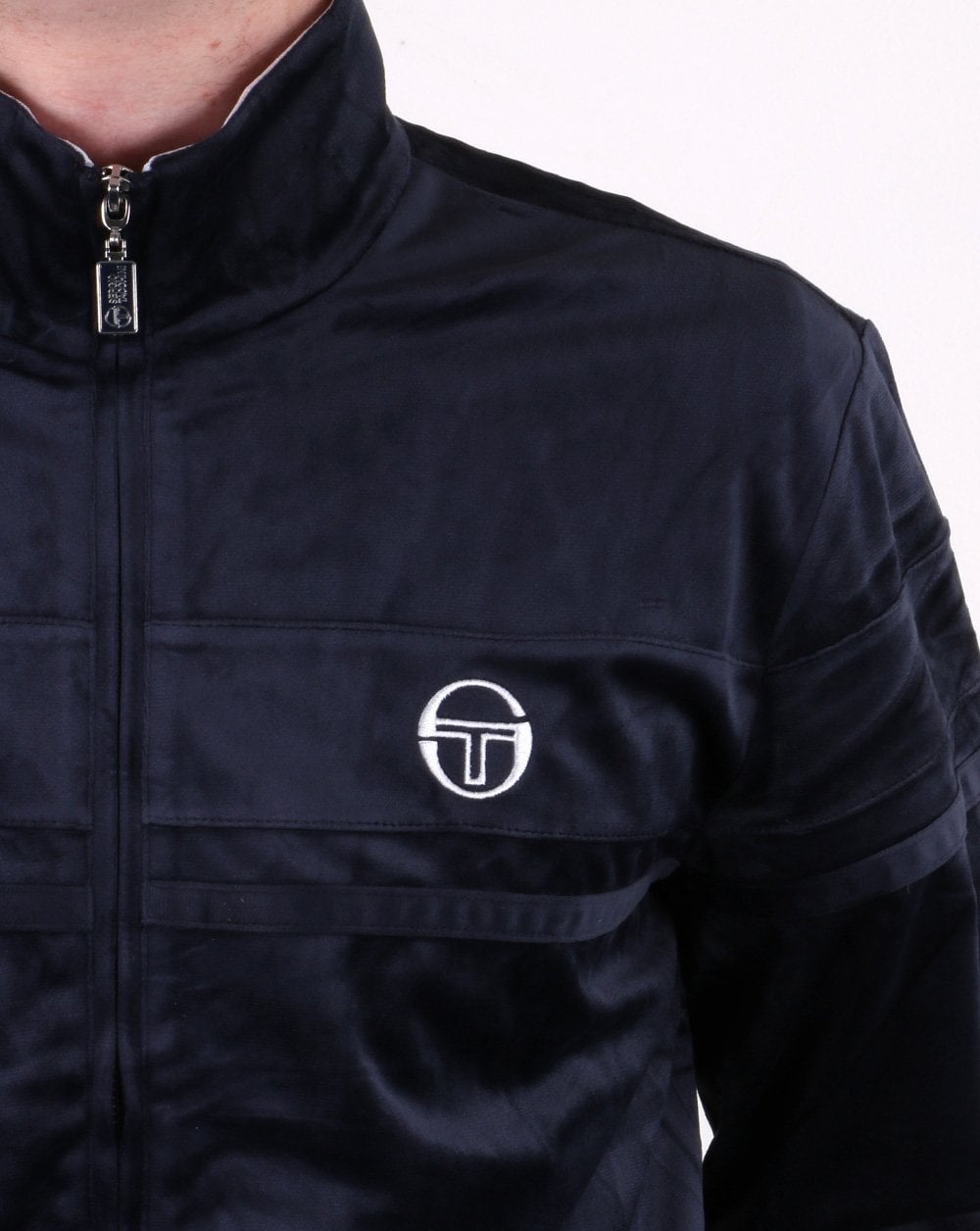 Sergio Tacchini Masters Velours-Trainingsjacke Marineblau/Weiß