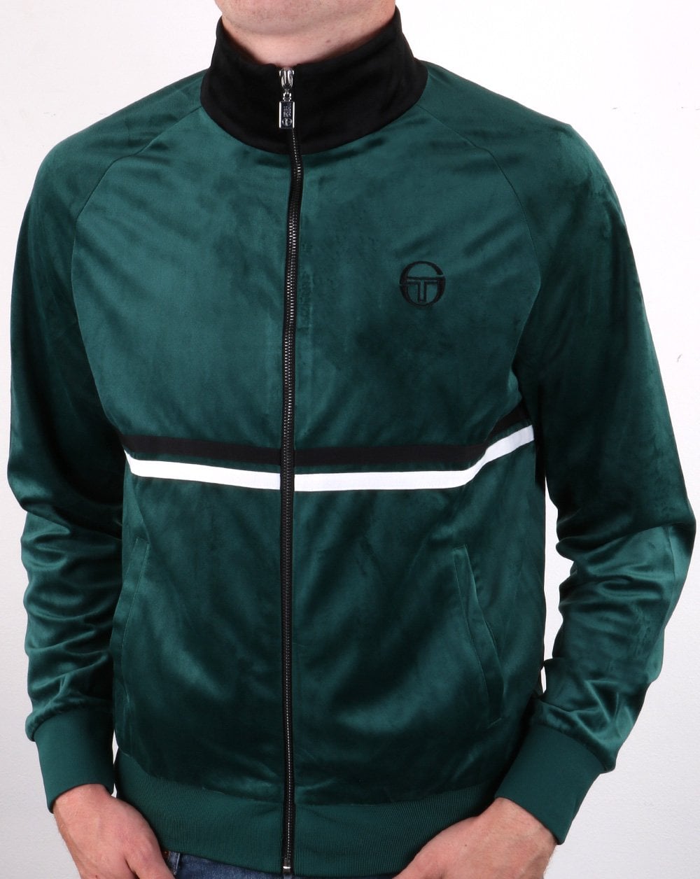 Sergio Tacchini Dallas Velours-Trainingsjacke Botanisch/Schwarz