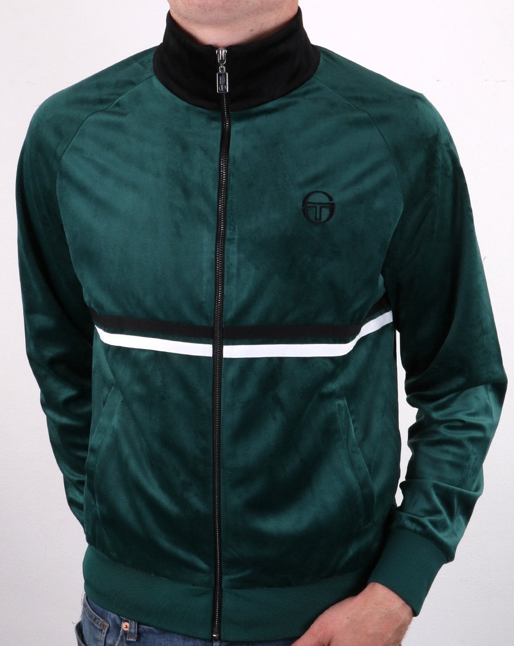 Sergio Tacchini Dallas Velours-Trainingsjacke Botanisch/Schwarz