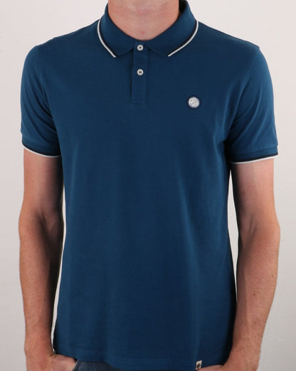 Pretty Green Poloshirt Blau - Piqué Baumwolle - Barton