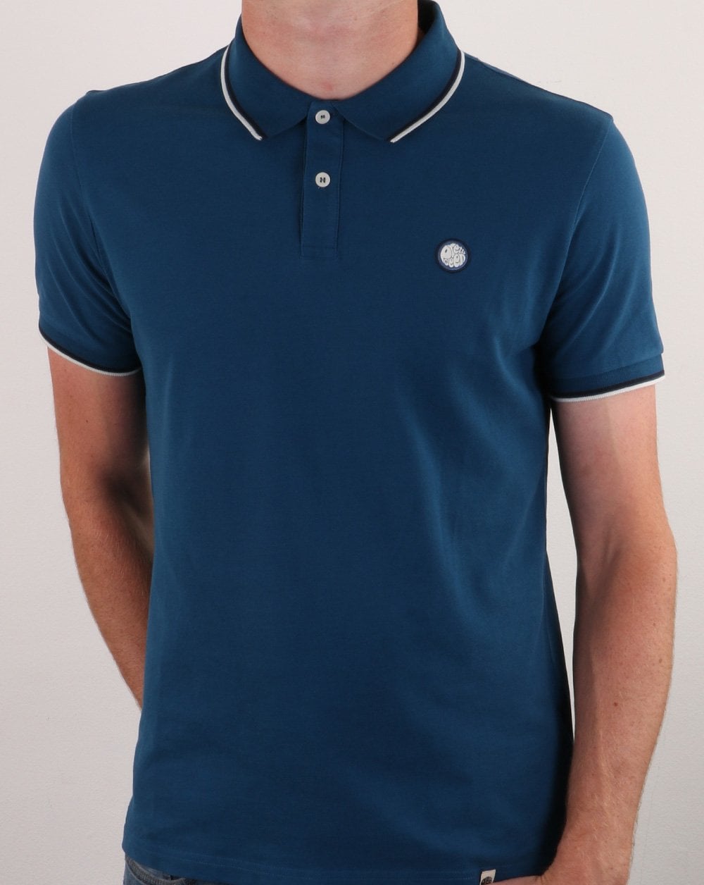 Pretty Green Poloshirt Blau - Piqué Baumwolle - Barton