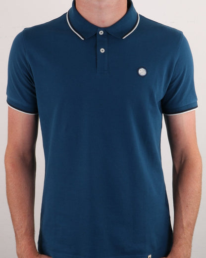Pretty Green Poloshirt Blau - Piqué Baumwolle - Barton