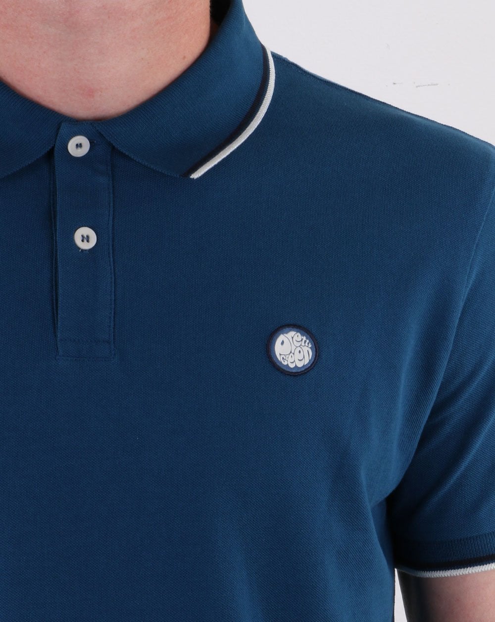 Pretty Green Poloshirt Blau - Piqué Baumwolle - Barton