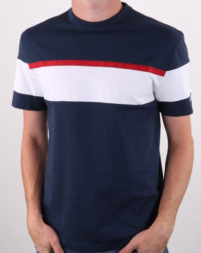 Tommy Hilfiger – T-Shirt mit Streifenband in Marineblau