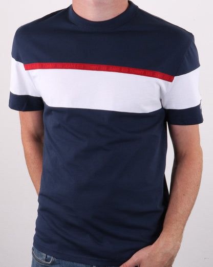 Tommy Hilfiger – T-Shirt mit Streifenband in Marineblau