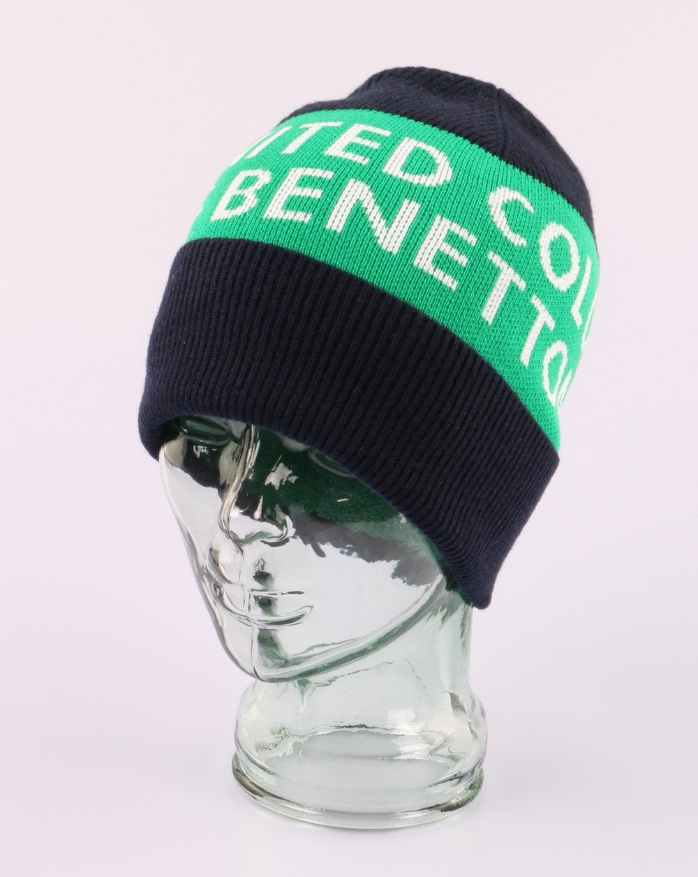 Benetton Strickmütze mit Logo in Marineblau