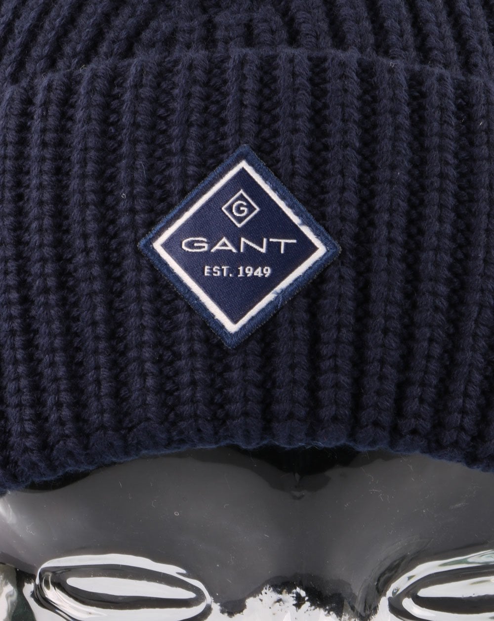 Gant Baumwoll-Rippstrickmütze Marine