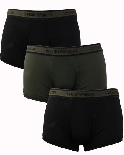 Emporio Armani EA7 3er-Pack Boxershorts Schwarz/Militär