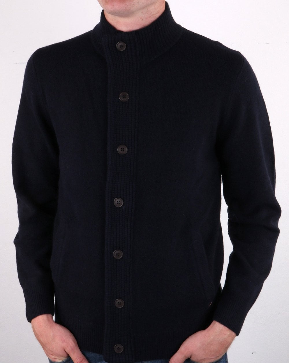 Barbour Patch Reißverschlussknopf Strick Marine