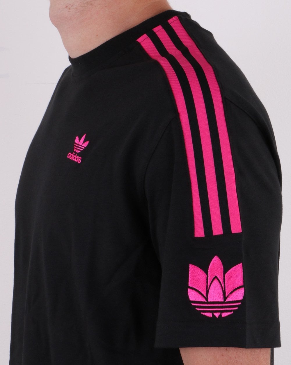 Adidas Originals 3D Trefoil 3-Streifen T-Shirt Schwarz/Pink
