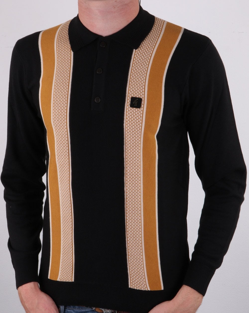 Gabicci Vintage Croxted Knitted Polo Black