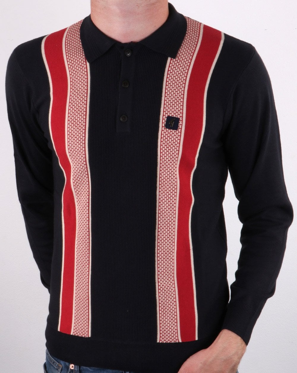Gabicci Vintage Croxted Strick-Poloshirt Marineblau