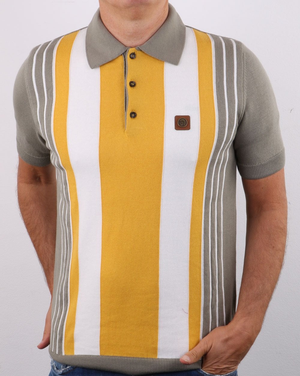 Trojan Multi-Streifen-Strick-Polo Schiefer