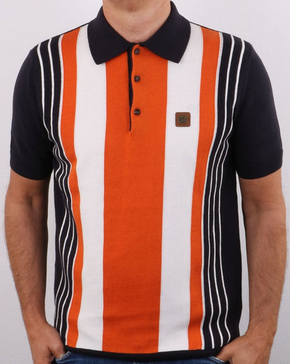 Trojan Strick-Poloshirt mit mehreren Streifen in Marineblau