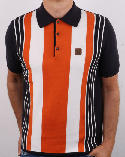 Trojan Strick-Poloshirt mit mehreren Streifen in Marineblau