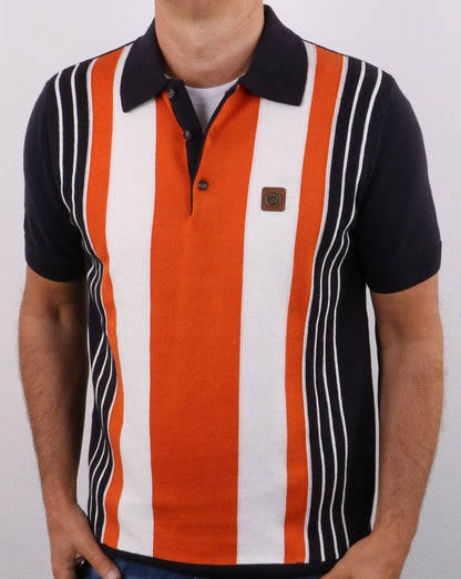 Trojan Strick-Poloshirt mit mehreren Streifen in Marineblau