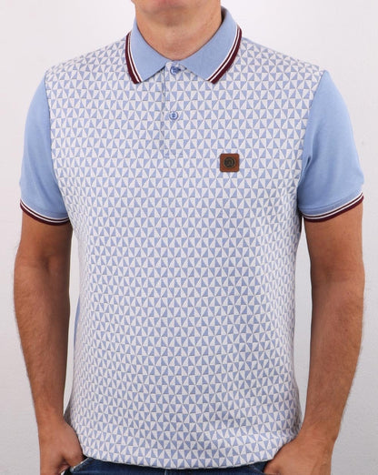 Trojan Diamond Panel Poloshirt Himmelblau