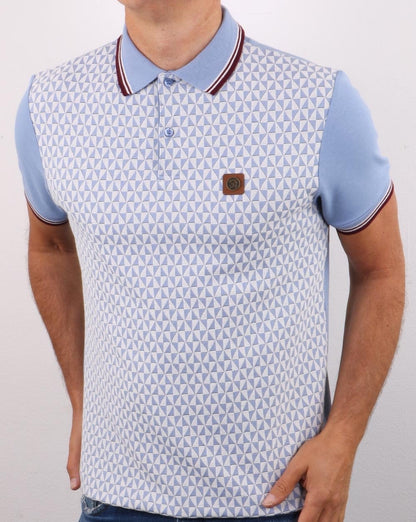 Trojan Diamond Panel Poloshirt Himmelblau