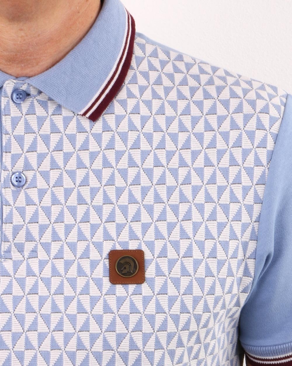 Trojan Diamond Panel Polo Shirt Sky