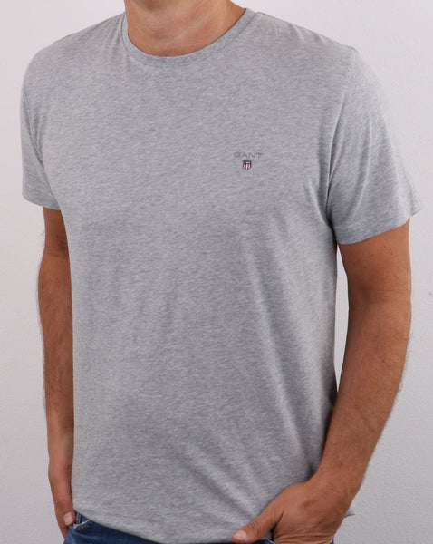 Gant Solid Crew Neck T Shirt Light Grey Melange