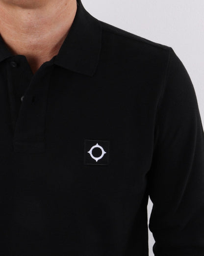 Ma.strum Langärmliges Piqué-Poloshirt Tiefschwarz
