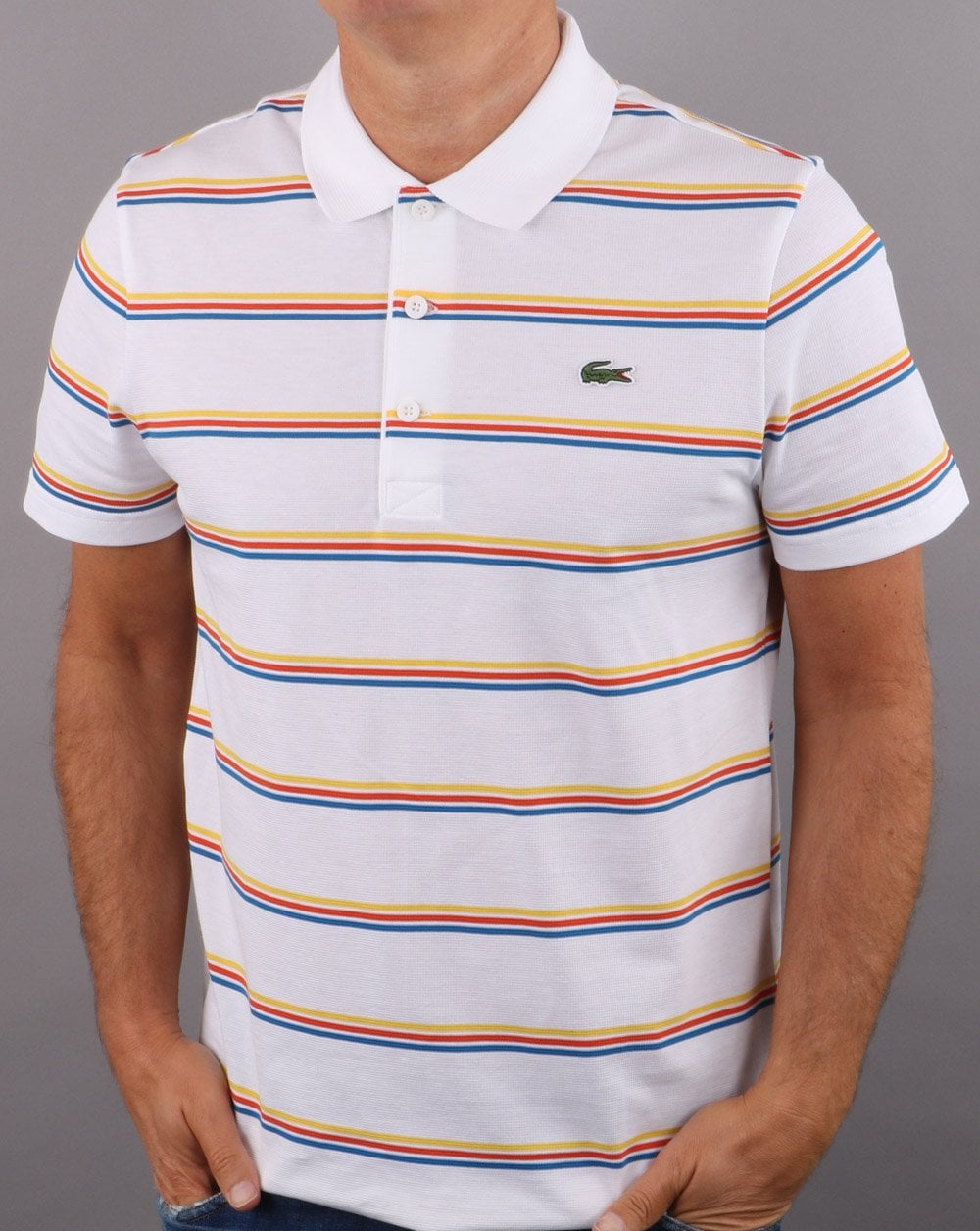 Lacoste Gestreiftes Poloshirt Weiß