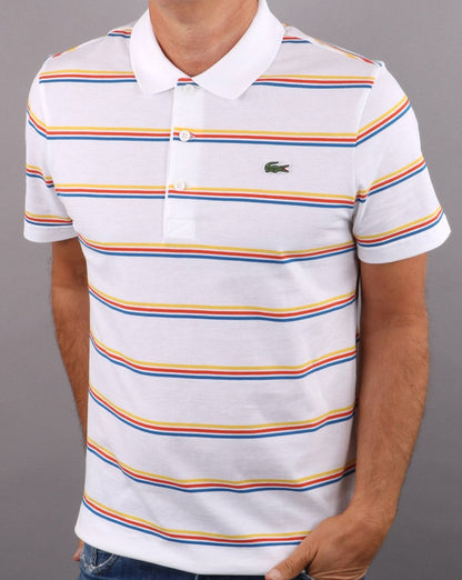 Lacoste Gestreiftes Poloshirt Weiß