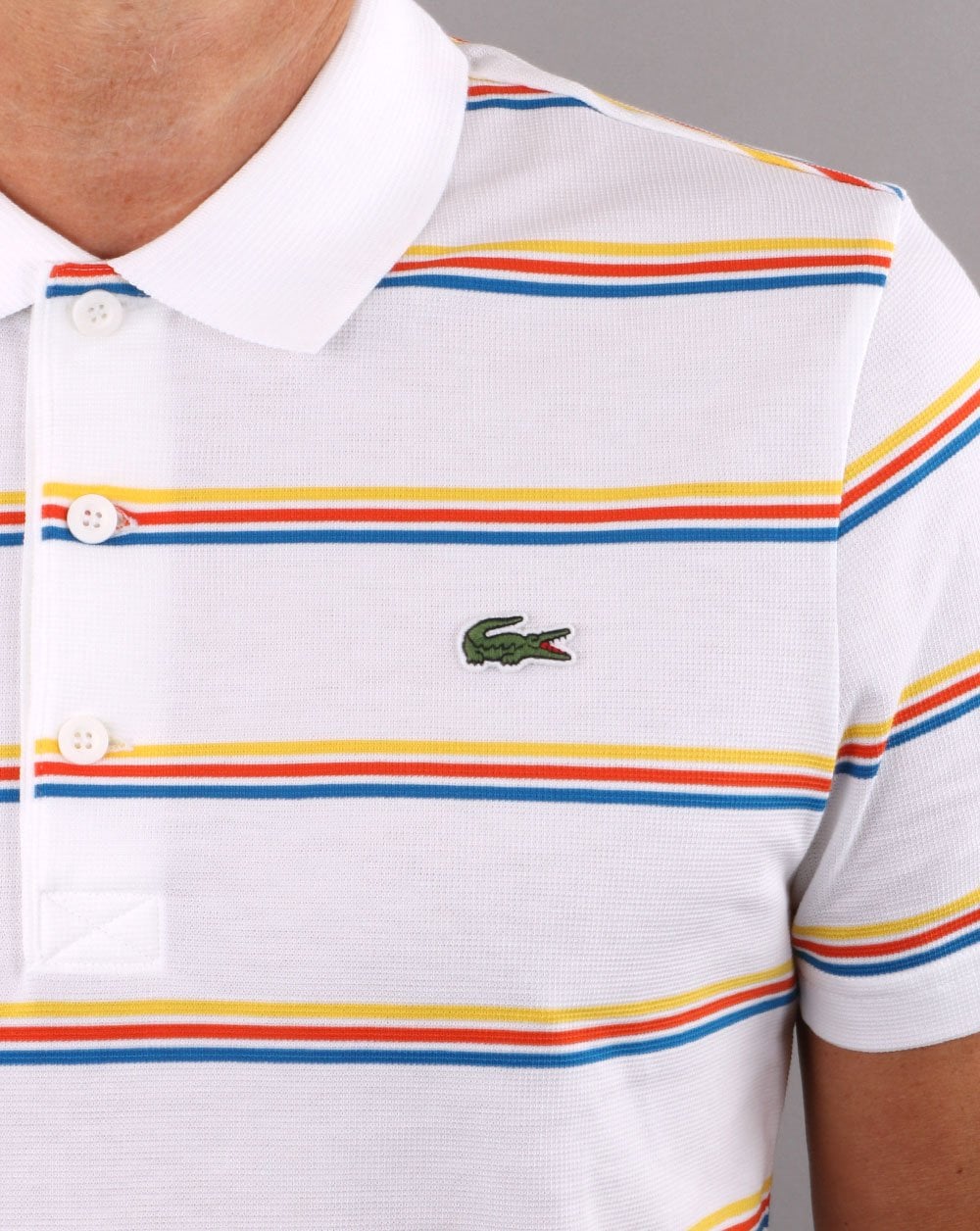Lacoste Gestreiftes Poloshirt Weiß