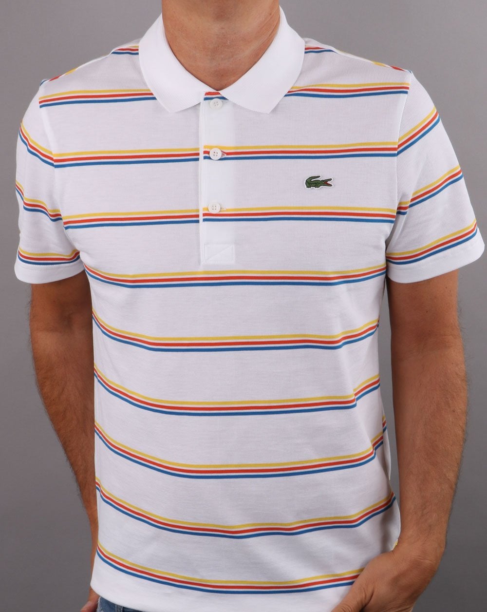 Lacoste Gestreiftes Poloshirt Weiß