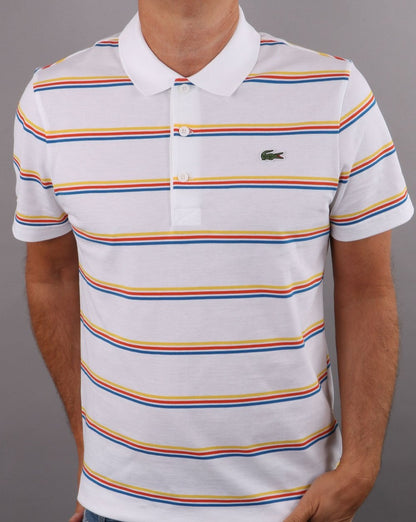Lacoste Gestreiftes Poloshirt Weiß
