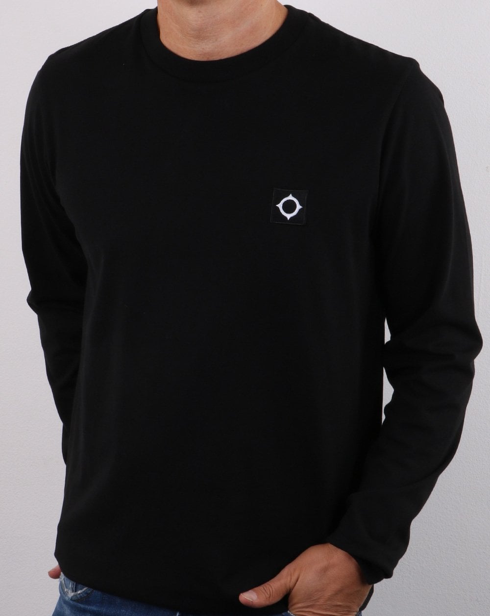 Ma.strum Langarm-T-Shirt mit Symbol, tiefschwarz