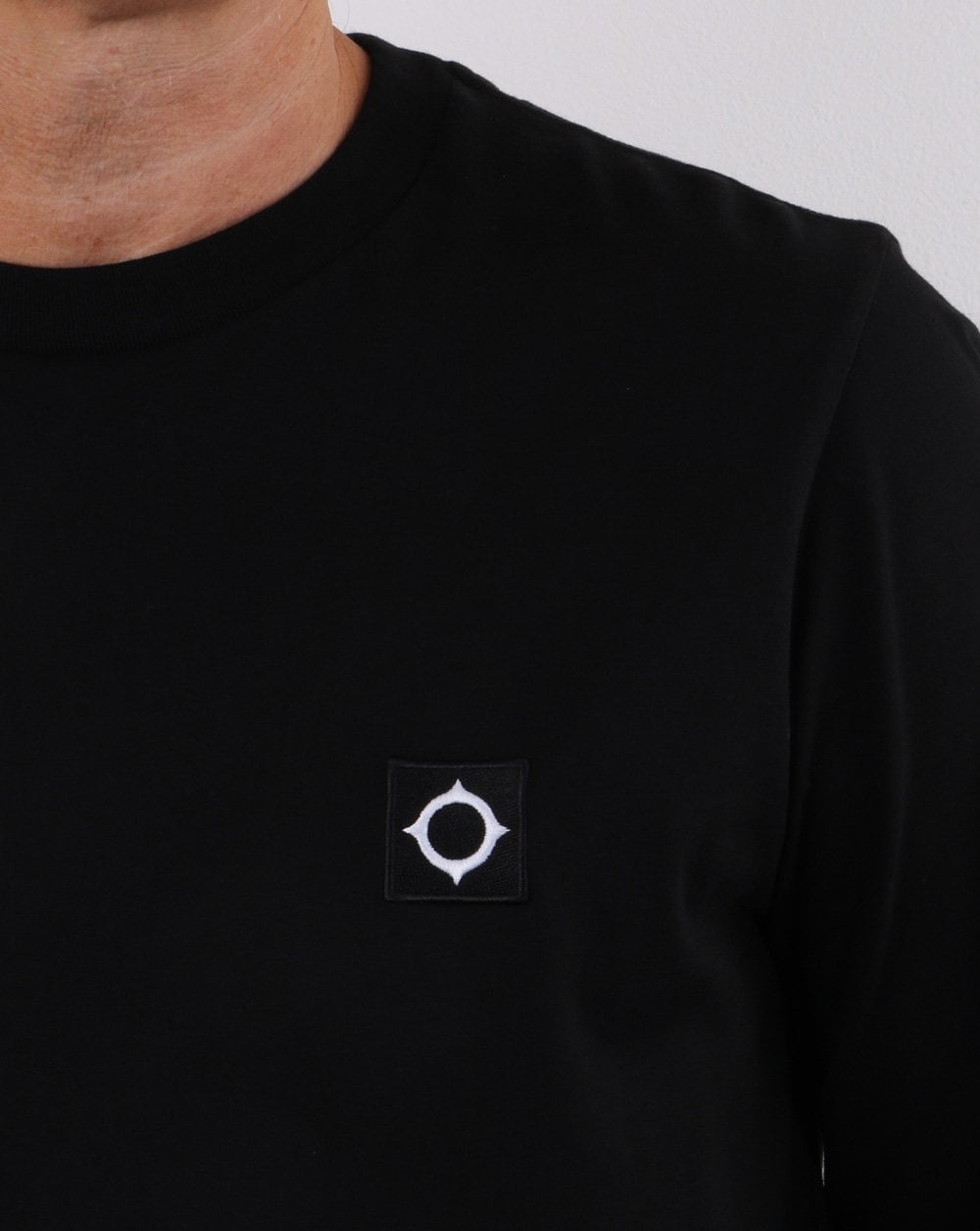 Ma.strum Langarm-T-Shirt mit Symbol, tiefschwarz