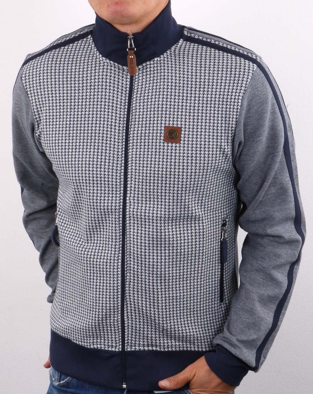 Trojan Houndstooth Track Top Navy