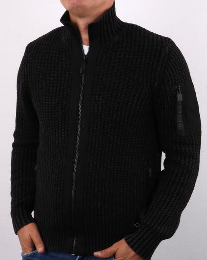 Replay – Strickjacke mit Reißverschluss in Dunkelmarineblau