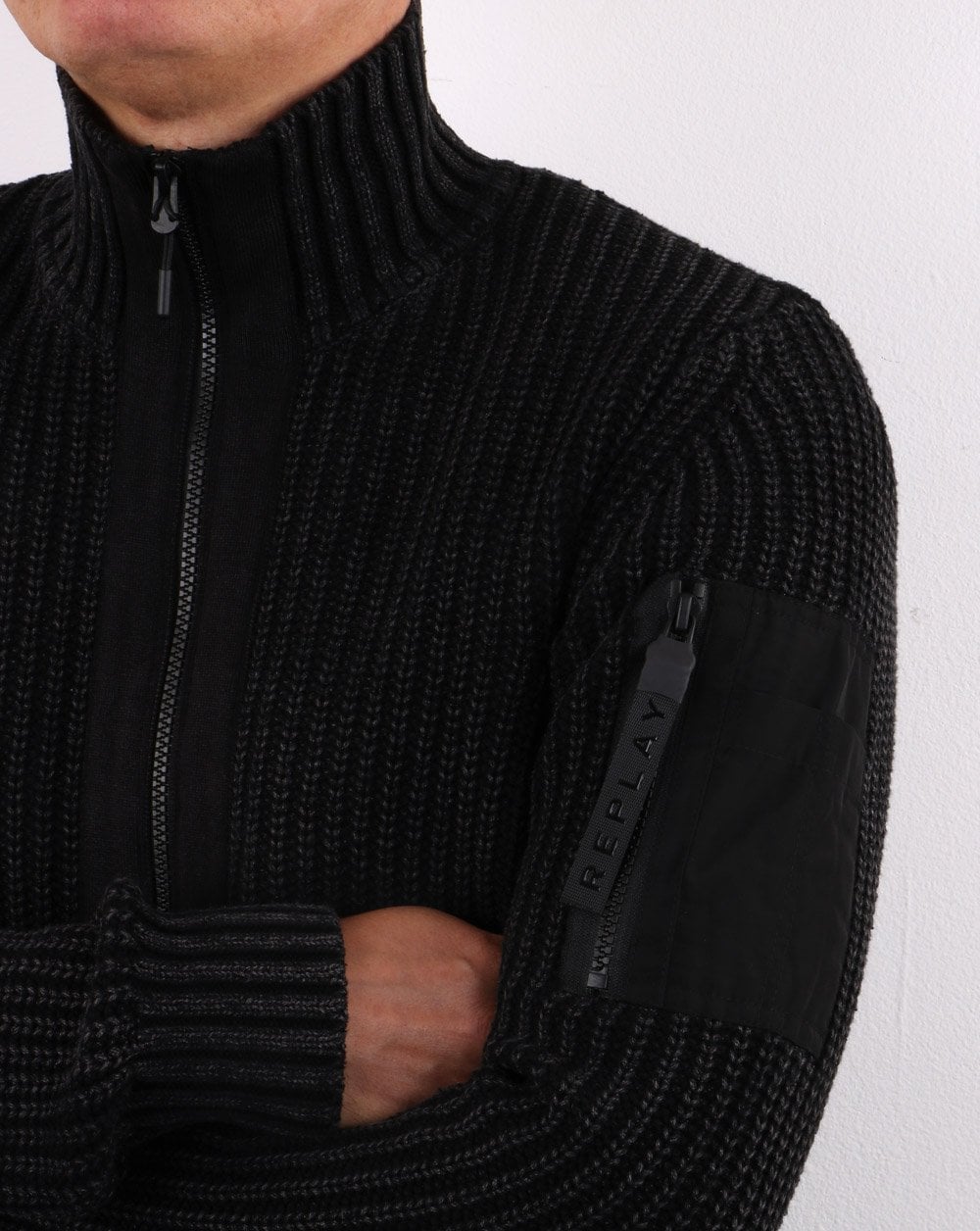 Replay Zip Up Cardigan Dark Navy