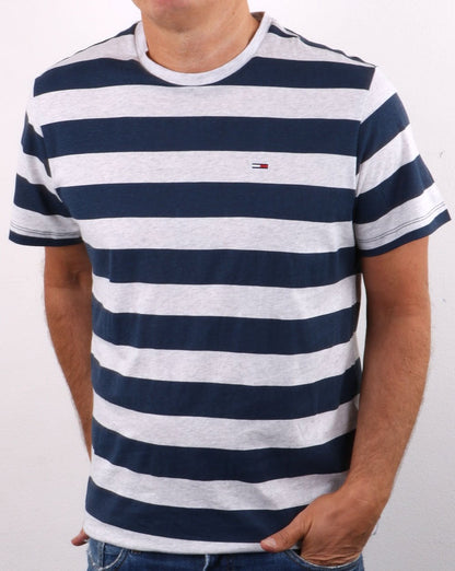 Tommy Jeans – Gestreiftes T-Shirt in Marineblau