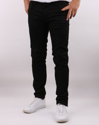 Replay – Anbass – Schmal geschnittene Jeans in Schwarz