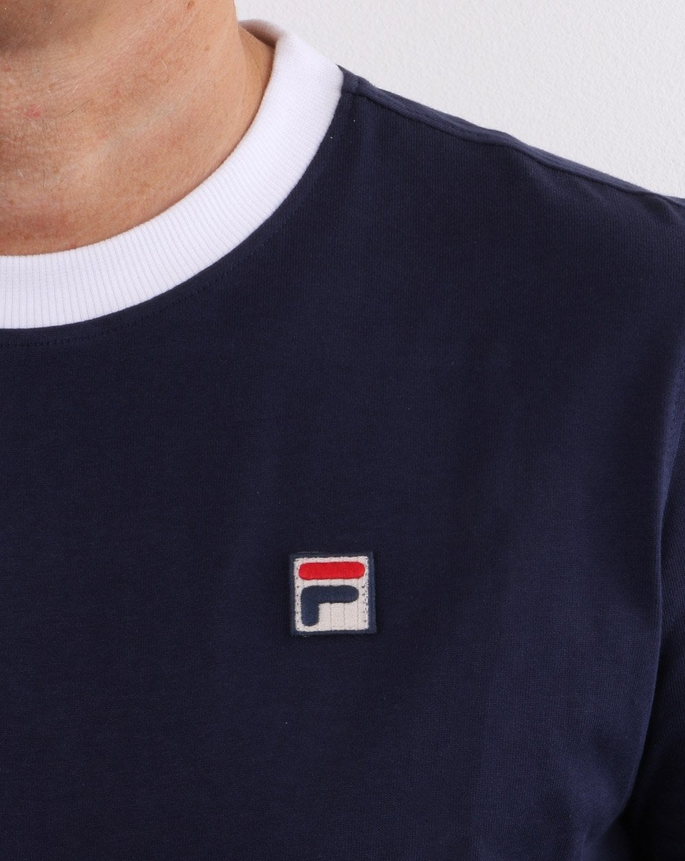 Fila Vintage – Langarm-Ringer-T-Shirt in Marineblau