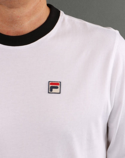 Fila Vintage Langarm-Ringer-T-Shirt Weiß/Schwarz